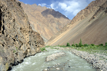 Beautiful Bartang Valley near Savnon, Pamir Mountain Range, Tajikistan