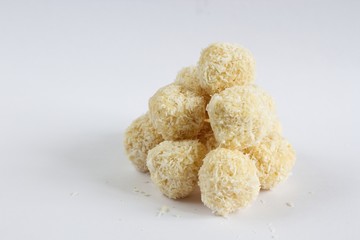 Handmade vegan balls made from coconut butter.