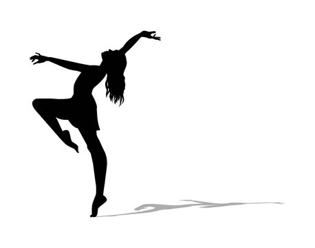 Ballerina silhouette on a white background, vector
