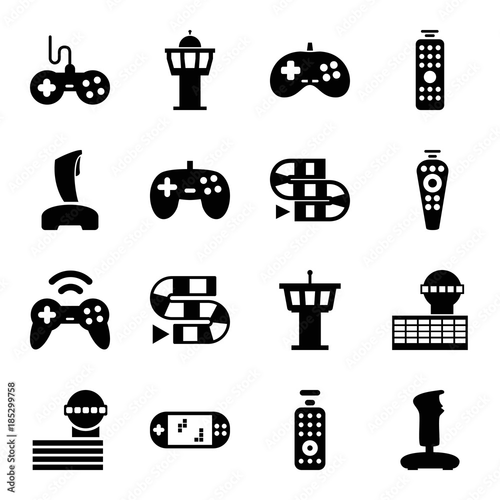 Poster Controller icons. set of 16 editable filled controller icons