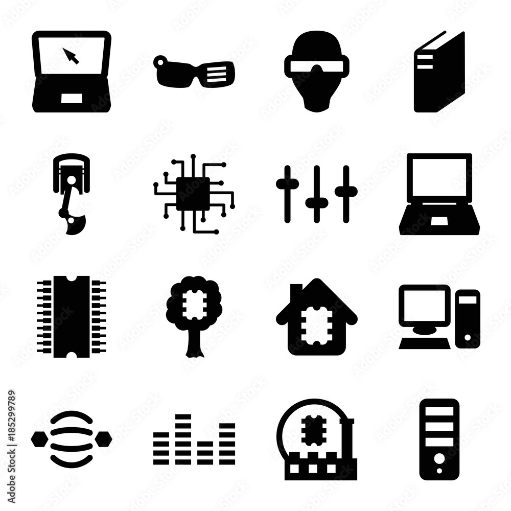 Poster Tech icons. set of 16 editable filled tech icons
