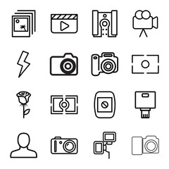 Picture icons. set of 16 editable outline picture icons