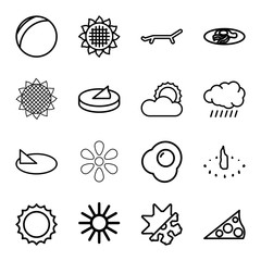 Sunny icons. set of 16 editable outline sunny icons