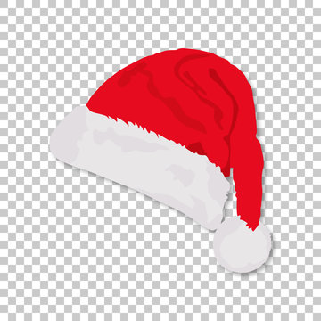 Christmas Santa Claus Hat With Shadow on isolated background