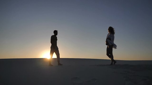 loving couple at sunset