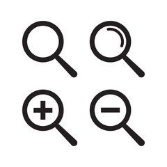 Search and zoom symbol vector icons