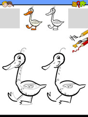 drawing and coloring worksheet with goose