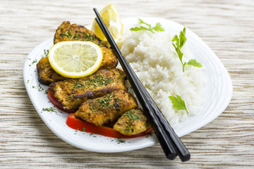 Fish in herbs seasoned