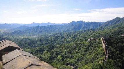 Panorama of Chinese great wall with nature landscape background. China Great wall, hiking route around Simatai section, one of the most impressive and less touristic part of the Great Wall.