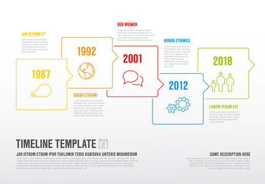 Thin Line Quote Bubble Timeline Infographic