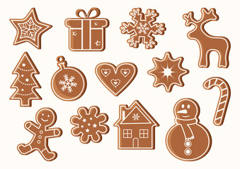 Colored set of Gingerbread Cookie. Vector illustration