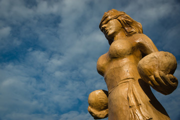 Wooden statue of the idol.