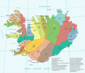 Obraz premium Iceland Map - Detailed Vector Illustration