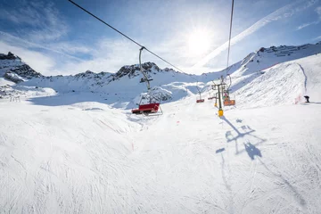 Fotobehang Beautiful ski resort Ciampac near Canazei, Val di Fassa valley, Dolomites, Italy © Selitbul