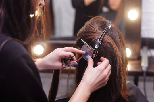 hair extension for brunette girls in the salon