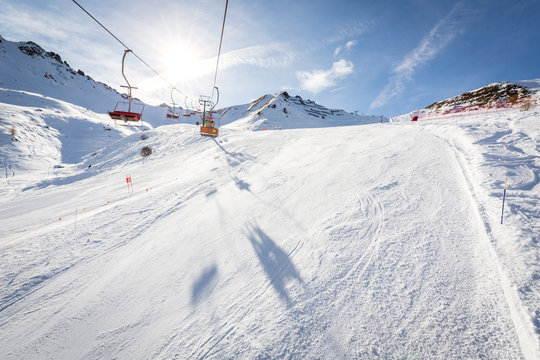 Beautiful ski resort Ciampac near Canazei, Val di Fassa valley, Dolomites, Italy