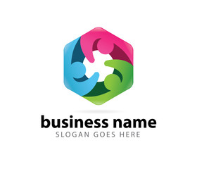 community cooperation leader success achievement vector logo design