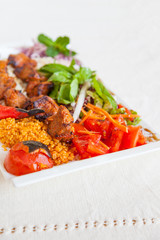 Sis kebap with rice and vegetables