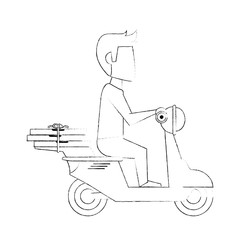 Courier on scooter cartoon