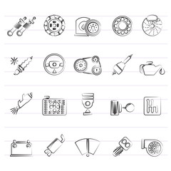 Different Car part and services icons - vector icon set