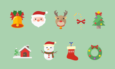 クリスマスフラットアイコンセット