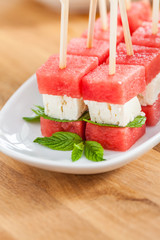 Watermelon cheese skewer