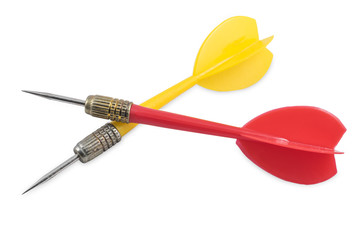 Red and yellow Dart Isolated on White Background.Clipping Path.