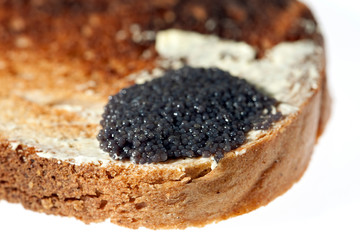 Black caviar on toast
