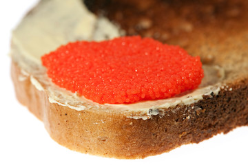 Red caviar on toast