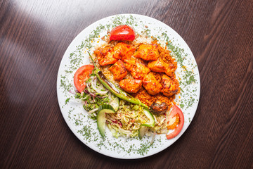 Marinated grilled chicken with vegetables