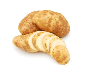 Stack potatoes isolate on a white background