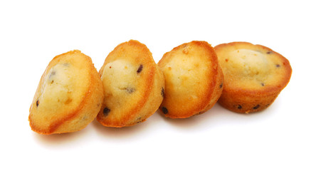 Fresh chocolate chip muffin close up.