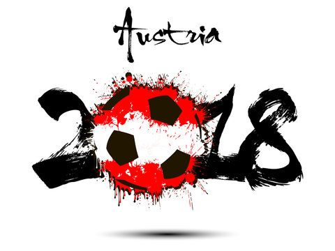 Abstract number 2018 and soccer ball blot