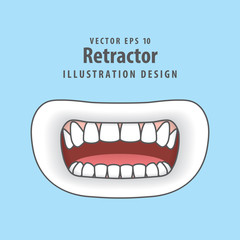Naklejka premium Retractor a tool of dentistry illustration vector on blue background. Dental concept.