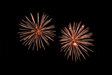 Orange fireworks with negative space