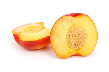 Fresh half of plum. Use it for a health and nutrition concept.