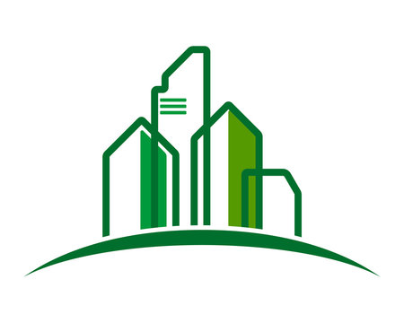 green building cityscape skyscraper construction architecture image icon logo