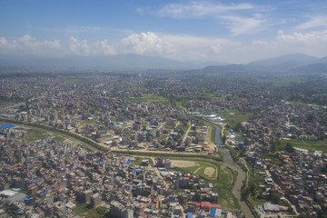 Aerial view of Kathmandu, Capital city of Nepal, Asia UNESCO world heritage site