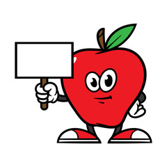 Cartoon Apples Character Holding a Sign