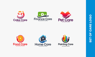 Fototapeta na wymiar Collection of Care logo designs vector, Set of Health logo designs template