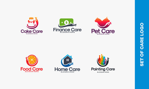Collection of Care logo designs vector,  Set of  Health logo designs template