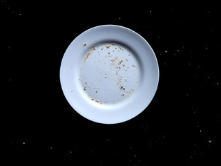Dirty plate on black table