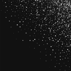 Amazing falling stars. Scattered top right corner with amazing falling stars on black background. Classy Vector illustration.