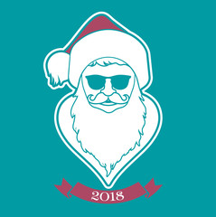 Christmas icon cheerful santa in glasses.
