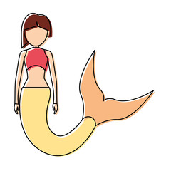 mermaid with  short hair   vector illustration