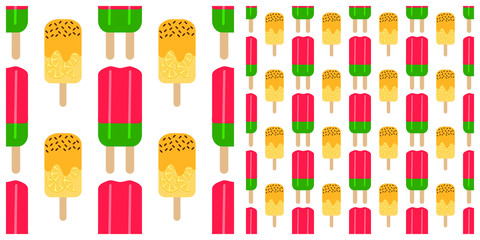 Ice cream seamless pattern on transparent background