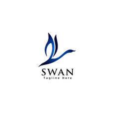 Simple Art Flying swan bird logo