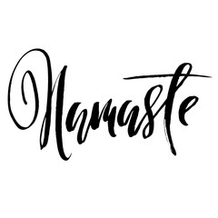 Namaste. Indian word. Modern brush lettering. Handwritten calligraphic design. Typography banner. Vector illustration.