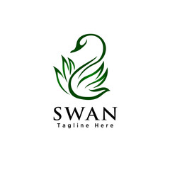 Line art flying swan bird logo