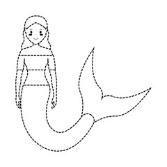 mermaid with  curly hairstyle  vector illustration